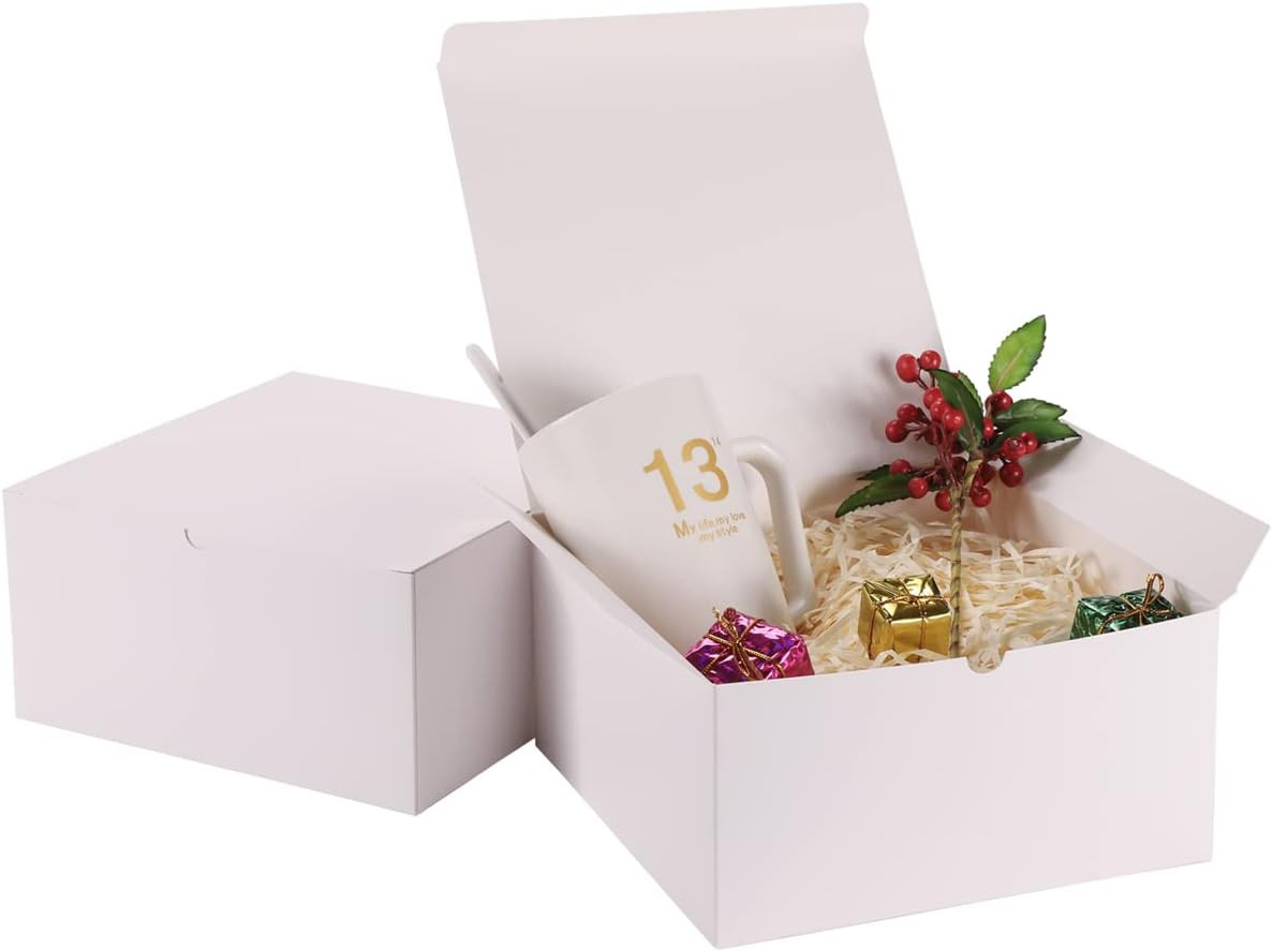 Es 8x8x4 Inches, Paper Gift Box With Lids For Wedding Pres