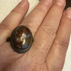 STUNNING VINTAGE ESTATE SIGNED STERLING SILVER GEM STONE SZ 8 RING 11 GRAMS!