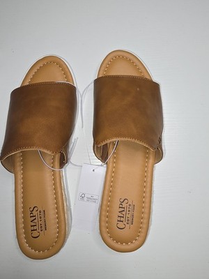 Chaps Womens Sandals Tan Memory Foam Durable Backless Slide, size 11 New in boxe