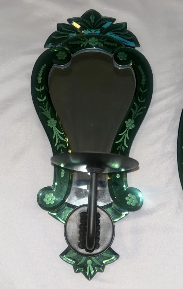 Venetian Glass Wall Scone Pilar Holders And 8x10 Picture Frame Mervyns New/Mint - Image 3 of 4