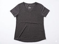 Women s Charcoal Gray V Neck T Shirt Medium Soft Heathered Casual Basic Tee