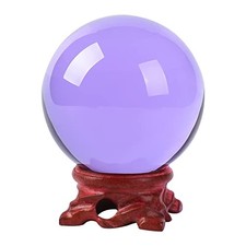 Purple Crystal Ball 60mm Crystal Ball with Wooden Stand and Gift Purple-60mm