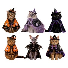 Halloween Katze Hexe Kost&uuml;m Umhang, Haustier Cosplay Umhang Dress-Up Foto Requi