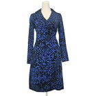 Diane Von Furstenberg New Jeanne Two Wrap Dress SZ 4 Leaf Vine Cotton/Silk Blue