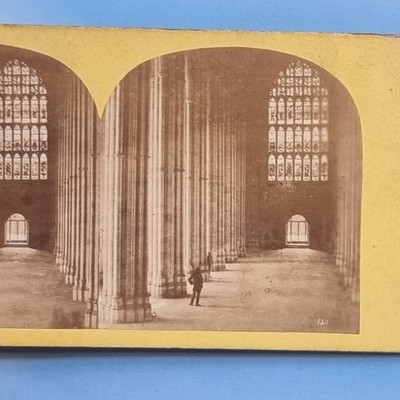 Stereoview Card 3D 1870 Canterbury Kent Study Of Perspective Cathedral Nave