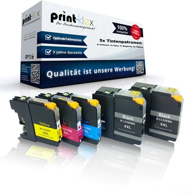 5x Kompatible Tintenpatronen für Brother MFC-J 5920DW MFC J5920DW LC22E BK C M Y