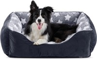 Hundebett Waschbar Rutschfest Flauschig L 76X61X23Cm Schwarz Sterne FüR Hunde