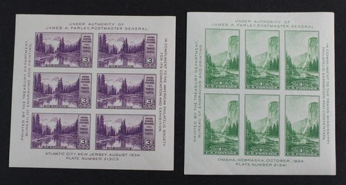 CKStamps: US Stamps Collection Scott#750 Mint LH OG #751 Mint NH OG Crease