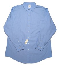 BROOKS BROTHERS Regent Long Sleeve Dress Shirt Blue 18 36/37 New