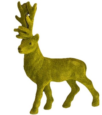 Deko Hirsch beflockt Moosgrün 20cm