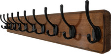 Rustic Coat Rack Wall Mount,10 Hooks,38 9/16" Long Coat Hooks Wall Mounted,16   