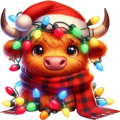 Weihnachten Highland Kuh Wandbild Schlafzimmer Kinderzimmer Auto Vinyl Aufkleber Abziehbild 6 Größen