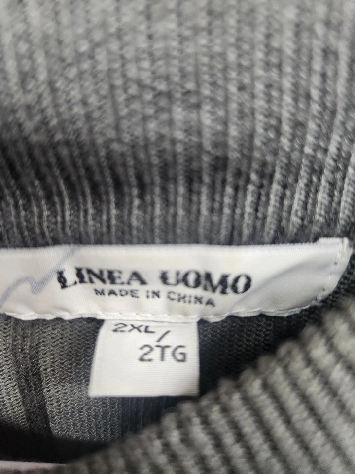 Linea Uomo Sweater Mens XXL Gray Long Sleeves 100% Acrylic Lite Weight Classic - Image 2 of 4