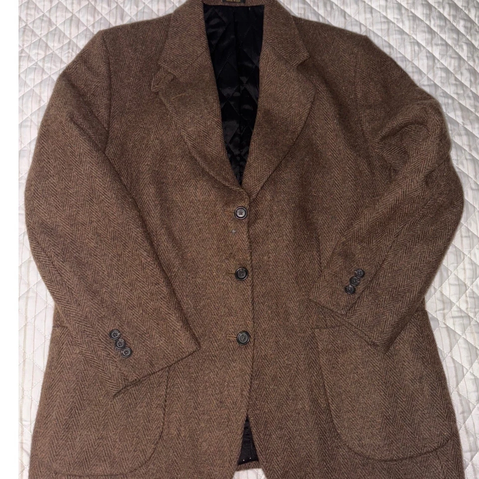 L.L. Blazer Bean Vintage Lana Tweed Para Hombre 44 Marrón Espiga Aislante EE. UU. Foto 2 de 4