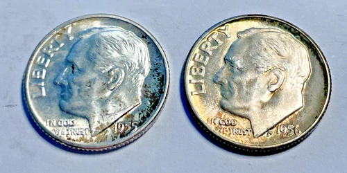 1955-D, 1956 Unc Roosevelt Dimes Plastic Protector included