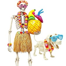 10 Pcs 12ft Skeleton Outfit Set   Summer Halloween Decoration with Grass
