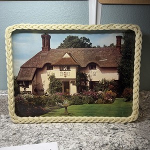 Vintage Wicker Serving Tray Thatched Cottage  1970s Dunlicraft Make Offer
