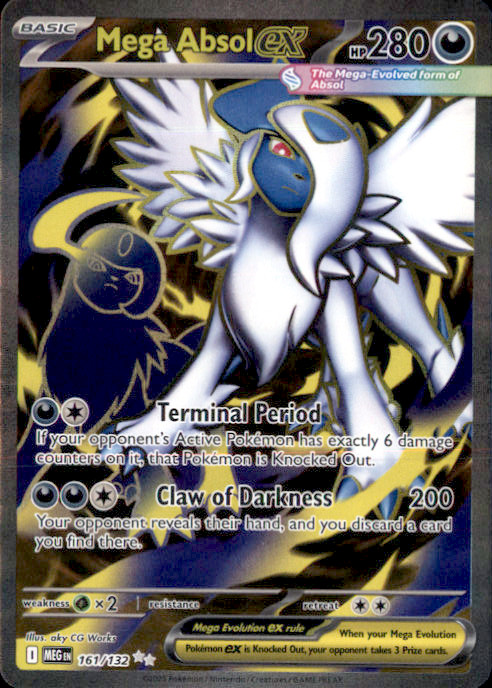 Mega Absol ex Holo Ultra Rare ME01: Mega Evolution 161/132 NM aky CG Works 2025