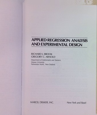 Applied Regression Analysis and Experimental Design. STATISTICS, A SERIE 2126809