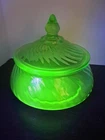 Uranium Glass Candy Dish with Lid Anchor Hocking