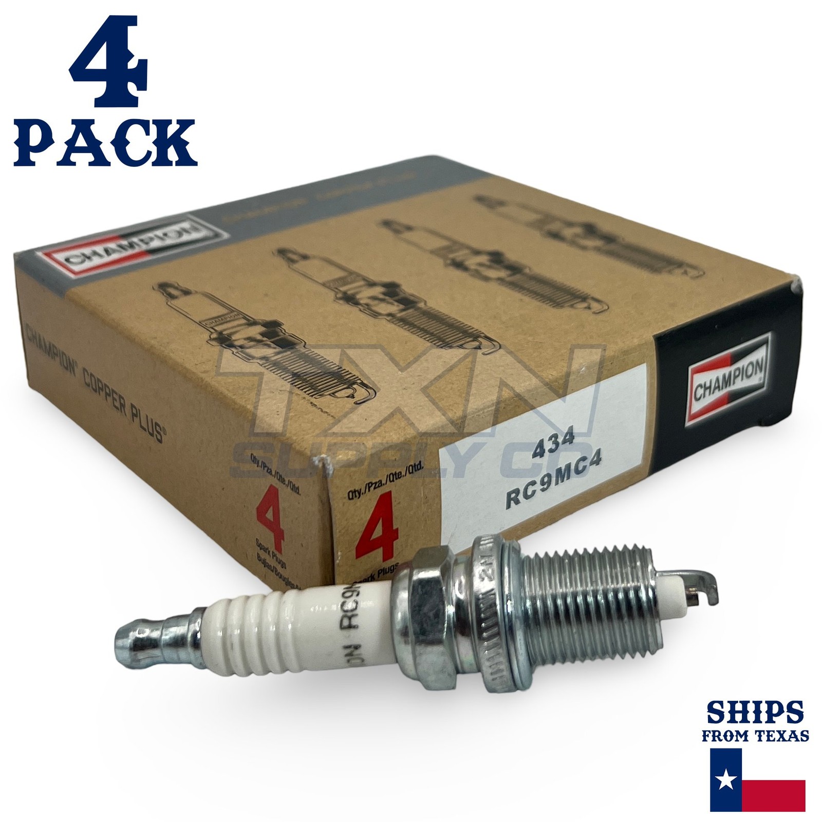 Champion 434 Copper Plus Spark Plugs RC9MC4 - 4 Pack