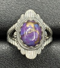 New Condition Sterling Silver Copper Purple Turquoise Ring Size 7