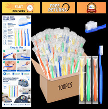 100 Pcs Disposable Toothbrushes Soft Bristle Travel Set Individually Wrapped Bul