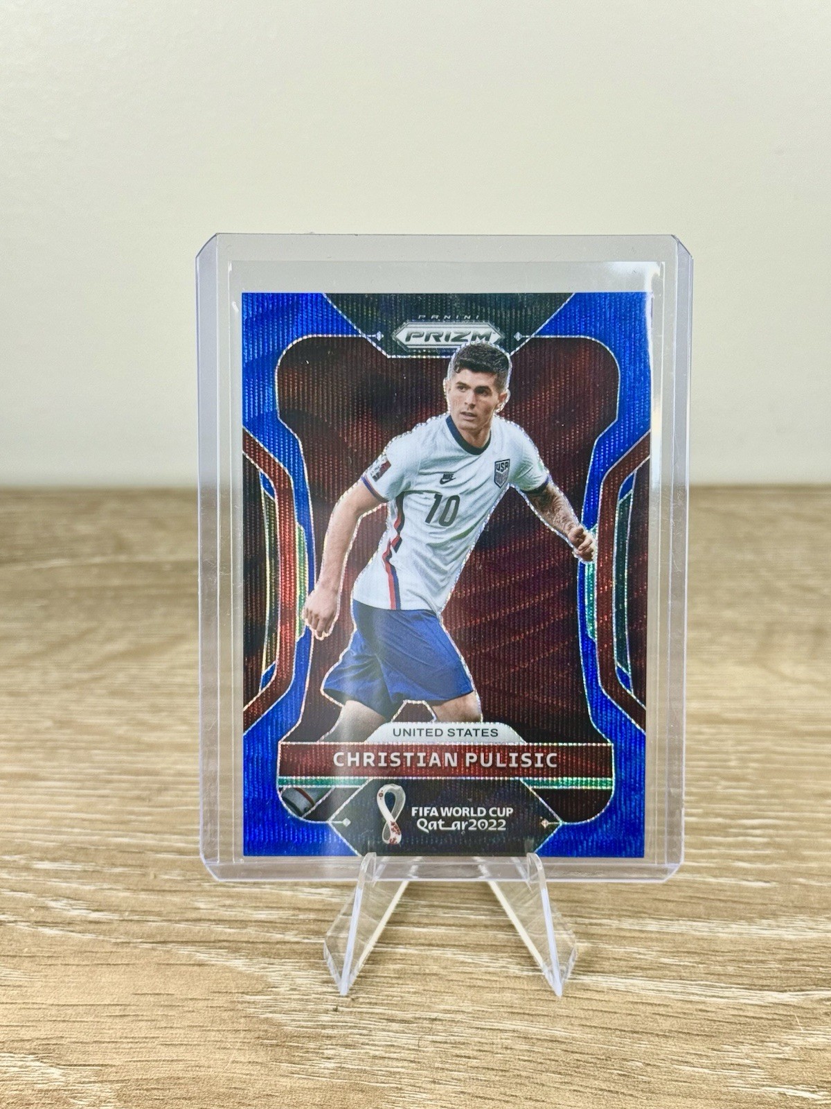 2022 Panini Prizm World Cup Qatar Blue Wave /199 Christian Pulisic #201 USMNT