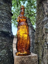 BROWN'S CELEBRATED INDIAN HERB BITTERS FIGURAL QUEEN BOTTLE, light yellow-amber