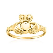 Vintage 14kt Yellow Gold Claddagh Ring. Size 6