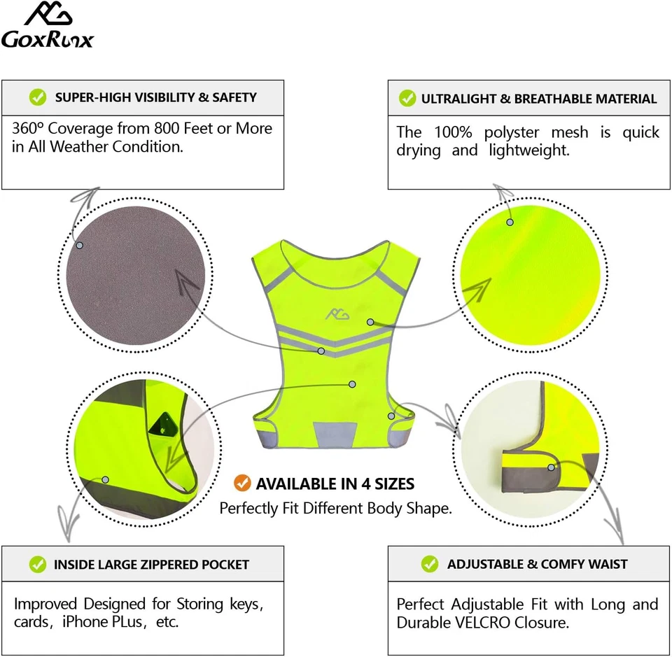 Reflective Running Vest Gear Cycling Motorcycle Reflective Vest,High Visibility - Image 4 of 4