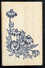 Wood Mounted Rubber Stamp Flowers Corner Border