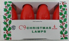 4 Pack of RED C-9 Light Bulbs 7 Watt Holiday Christmas Night NEW
