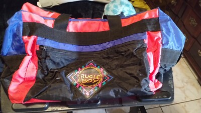 Bugle Boy Duffel Gym Bag Purple Red Black VTG 90's Retro 18''x10''x12'' Neon 