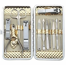Manicure Set Nail Clippers Kit Pedicure Care Tool Stainless Steel Women Kit 12Pc