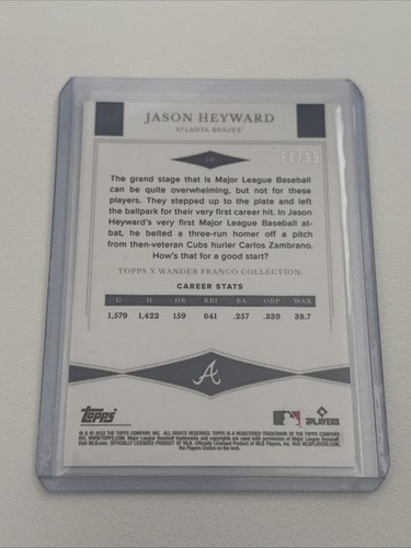 2022 Topps x Wander Franco Jason Heyward Green /99 Make it Count - Picture 2 of 3