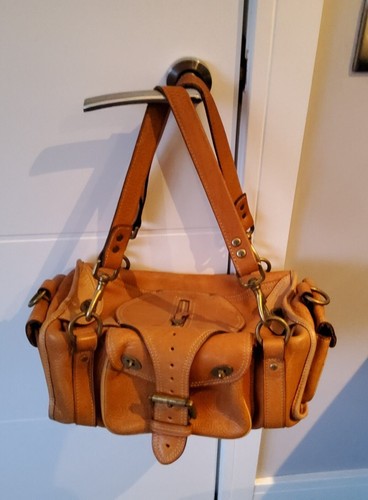 Handtasche Damen 80er 90er Mulberry hellbraun Leder EMMY