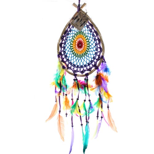 Dreamcatcher Large Rainbow Bali Natural Rattan with Wooden Beads - Picture 9 of 14