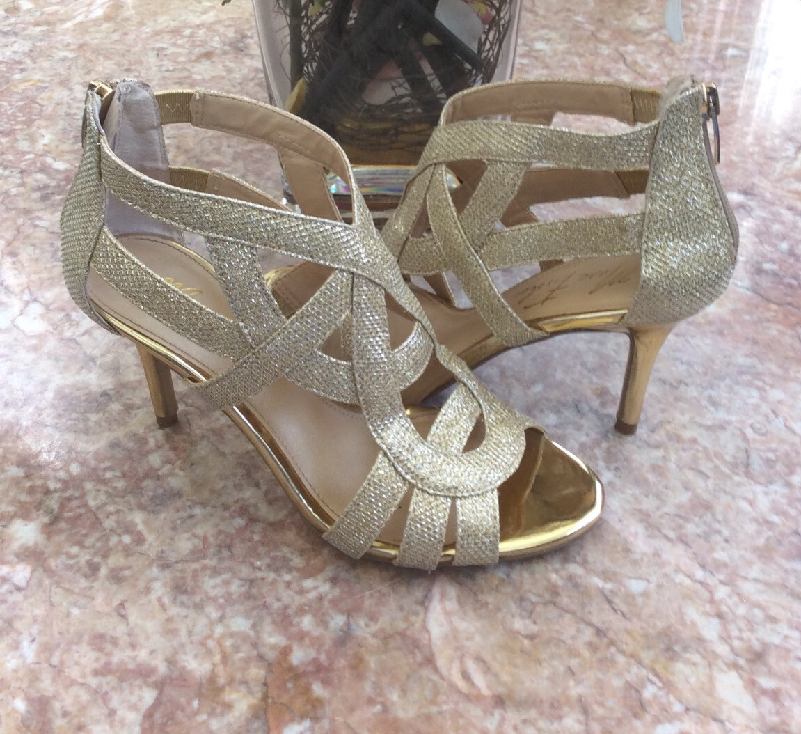 Marc Fisher Nala3 Women's Sparkling Gold Strappy Dress Sandal Size 7M, $159
