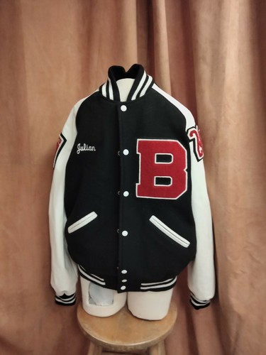 UNISEX VARSITY(ROTC) BLACK & WHITE JACKET SZ L - Picture 2 of 7