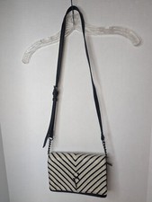 Simply Vera Wang Signature Crossbody Bag Handbag Purse Cream Black White Stripes