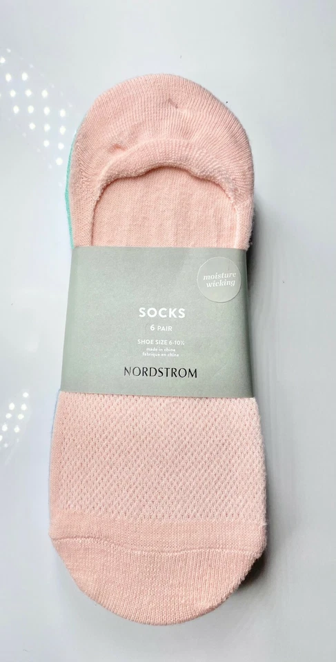 NORDSTROM 6 双粉色蓝色绿色紫色吸湿排汗袜 6-10.5 — 第 2/3 张图片