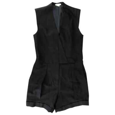 Helmut Lang black wool one-piece tuxedo shorts jumpsuit Size US