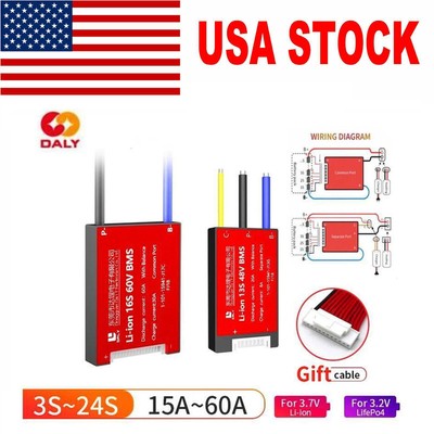 Daly Hardware BMS 3S-14S 10A-60A Li-ion LiFePo4 Battery Protection Board