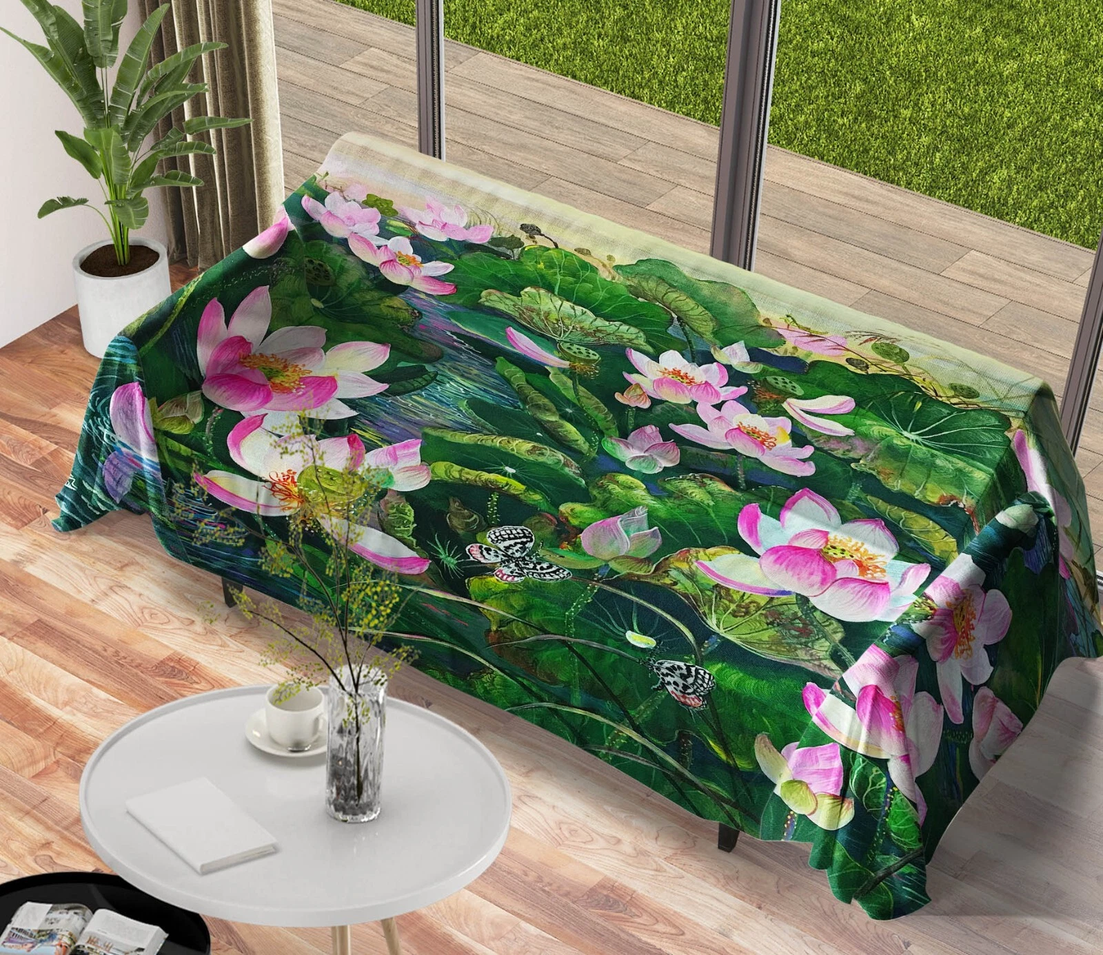3D Lotus Pond N2845 Sofa Cover High Stretch Lounge Slipcover Protector Couch Eve