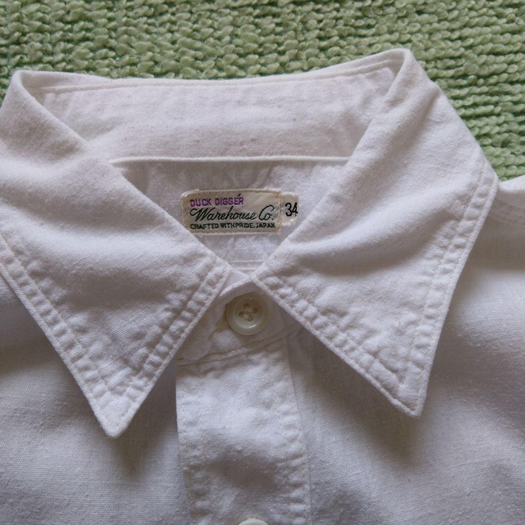 Warehouse Chambray Shirt White Cotton Size 34 Used From