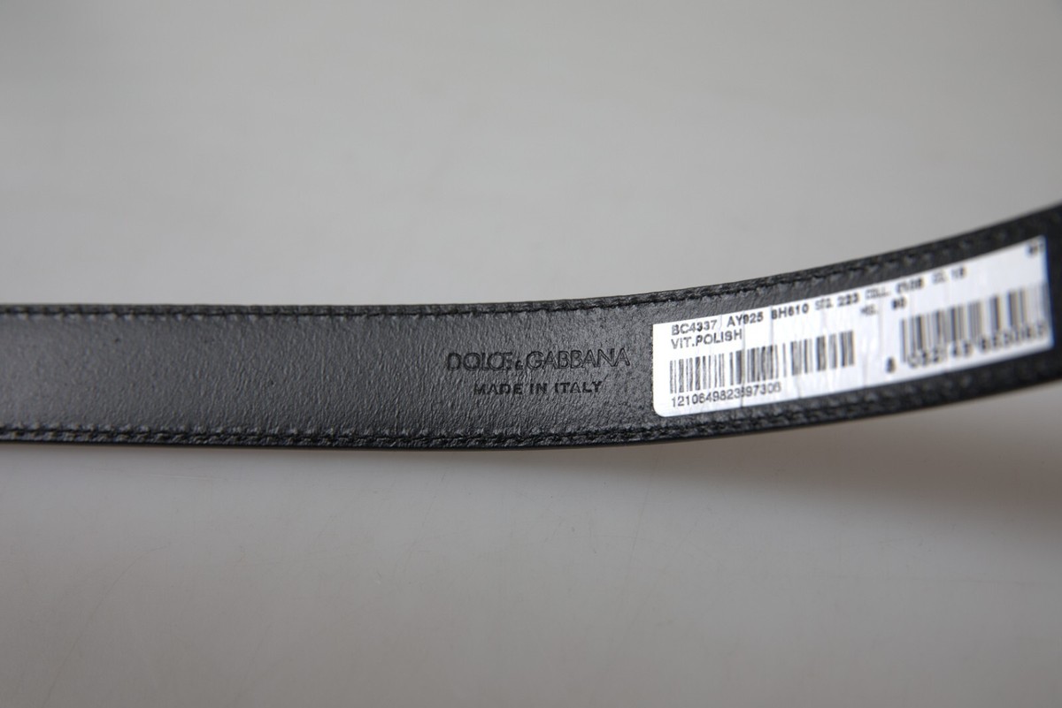 DOLCE & GABBANA Belt Blue Leather Gold Metal Buckle Men s