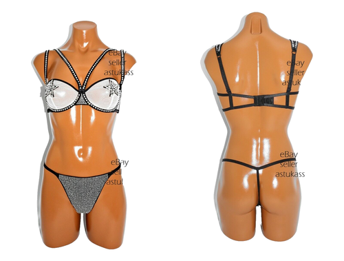 Victoria’s Secret Fashion Show RHINESTONE STAR BALCONET sz 32D & thong sz M set
