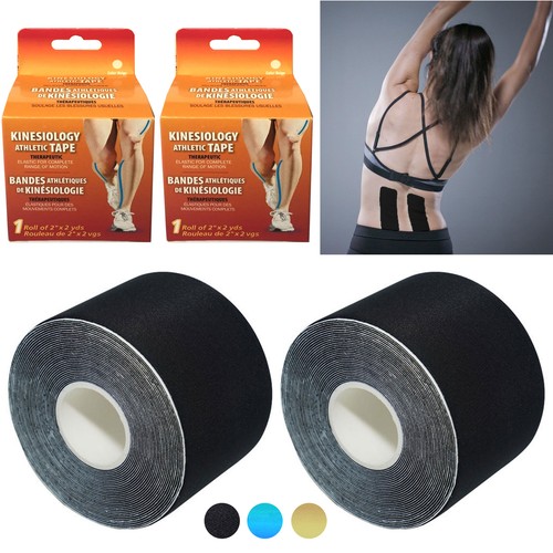 2 Rolls Athletic Tape Kinesiology Sports Adhesive Elastic Bandage Therapy 2yds - Afbeelding 1 van 1