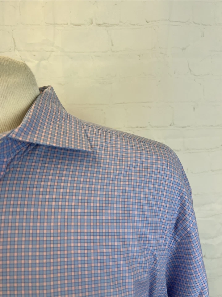 COOPER Vineyard Vines Men's Blue & Orange Plaid Cotton Dress Shirt SIZE XL $118 - Изображение 2 из 4